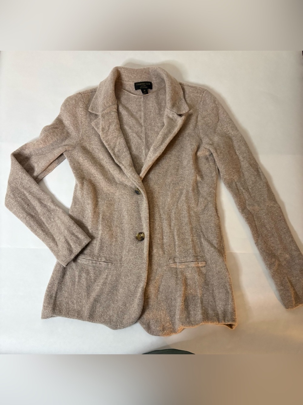 Charter Club Light Beige Knit Blazer